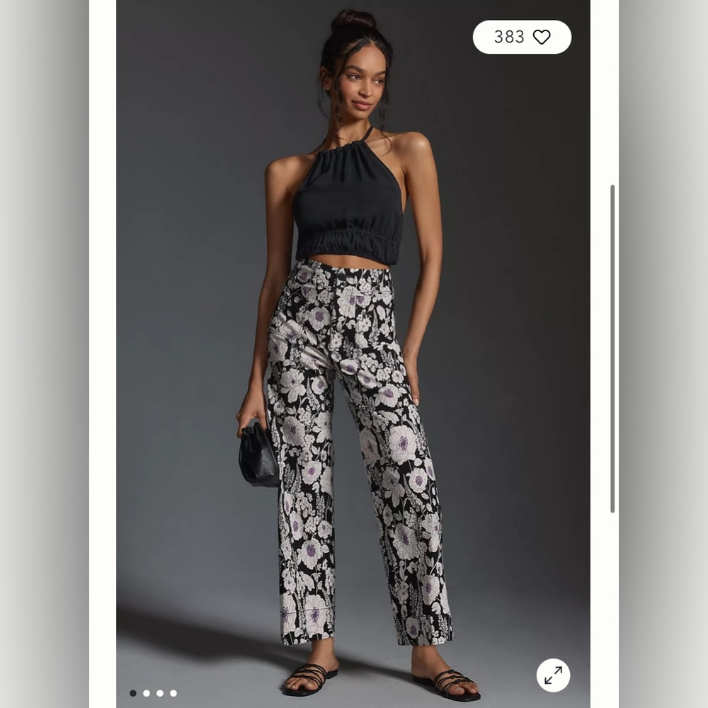 Anthropologie The Colette Cropped Wide-Leg Trousers by Maeve, size 26 Tall